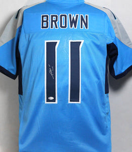 AJ Brown Autographed Light Blue Pro Style Jersey - Beckett W Auth *L1
