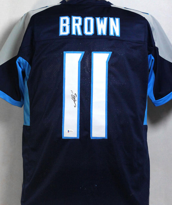AJ Brown Autographed Dark Blue Pro Style Jersey - Beckett W *L1