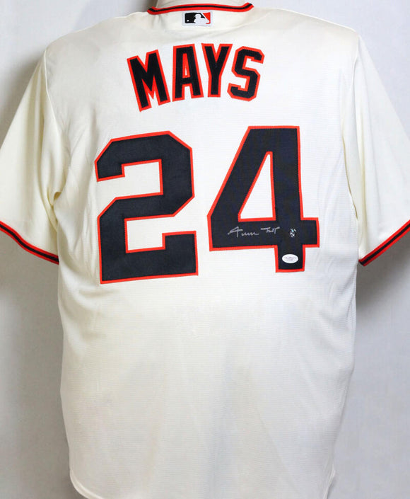 Willie Mays Autographed San Francisco Giants Cream Majestic Jersey - J –  The Jersey Source