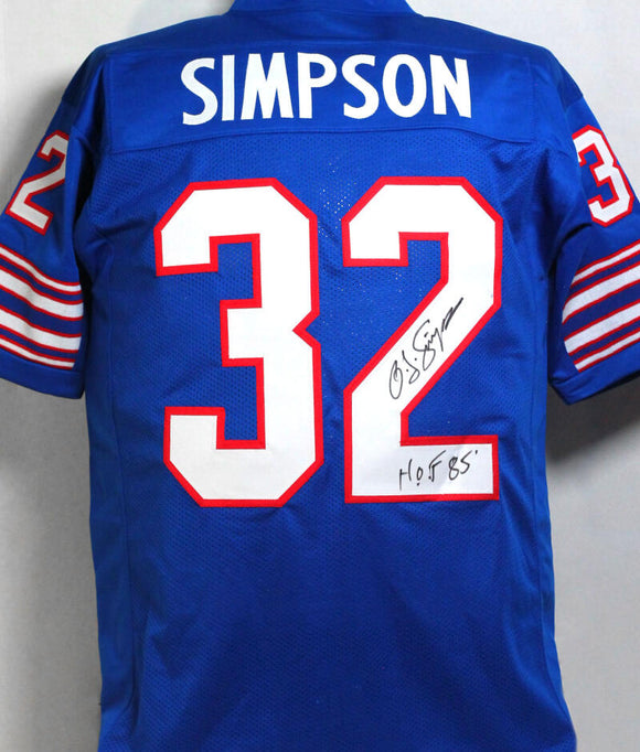 O. J. Simpson Autographed Blue Pro Style Jersey w/ HOF- JSA W Auth *MB2