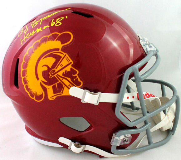 O. J. Simpson Autographed USC Trojans F/S Speed Helmet w/ Heisman - JSA W Auth *Yellow