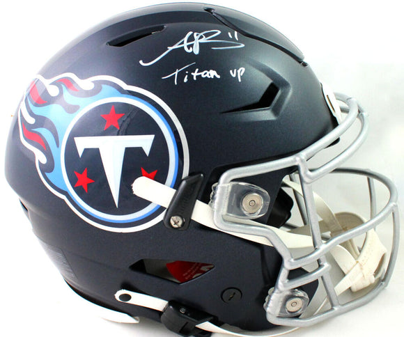 AJ Brown Autographed Tennessee Titans F/S SpeedFlex Authentic Helmet w/Insc - Beckett W Auth *White Image 1