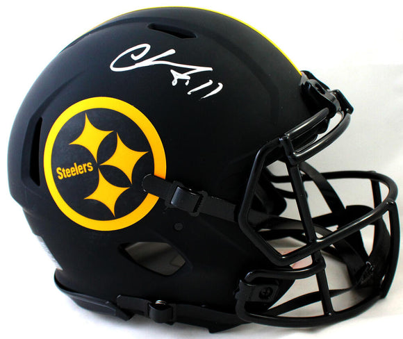 Chase Claypool Autographed Pittsburgh Steelers F/S Eclipse Speed Authentic Helmet - Beckett W Auth *Silver