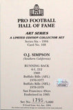 O.J. Simpson Autographed Buffalo Bills Goal Line Art Card w/ HOF- JSA Witnessed Auth