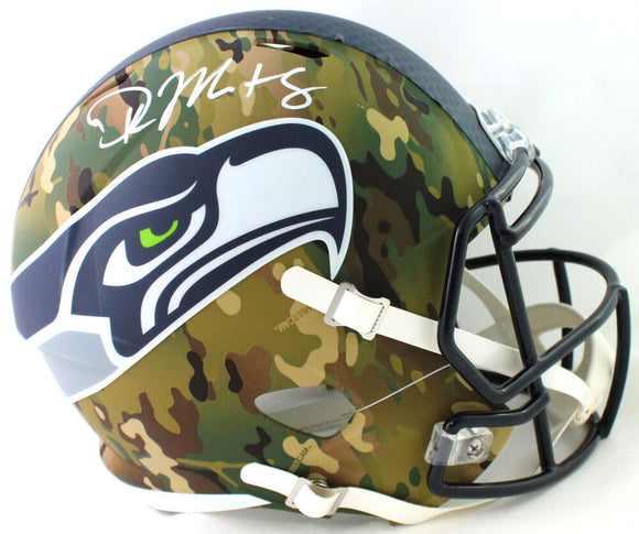DK Metcalf Autographed Seattle Seahawks F/S Camo Speed Helmet - Beckett W Auth *White