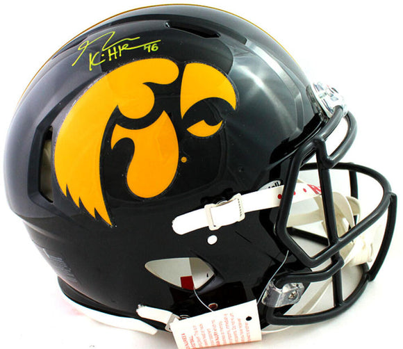 George Kittle Autographed Iowa Hawkeyes Speed Authentic Helmet - Beckett W Auth *Yellow