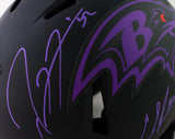 Ed Reed Ray Lewis Signed Baltimore Ravens F/S Eclipse Speed Authentic Helmet - Beckett W Auth *Purple