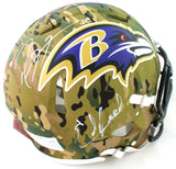 Ed Reed Ray Lewis Signed Baltimore Ravens F/S Camo Speed Authentic Helmet - Beckett W Auth *White Image 1