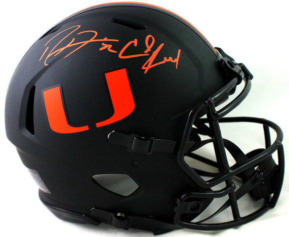 Ed Reed Ray Lewis Autographed Miami Hurricanes F/S Eclipse Speed Authentic Helmet - Beckett W Auth *Orange