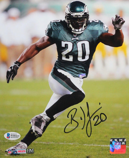 Brian Dawkins Autographed Eagles 8x10 White Jersey Photo - Beckett