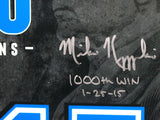 Mike Krzyzewski Autographed Duke 16x20 B&W 1000 Career Wins w/ Insc - Fanatics Auth *Silver