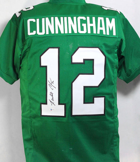 Randall Cunningham Autographed Green Pro Style Jersey - Beckett W Auth *1