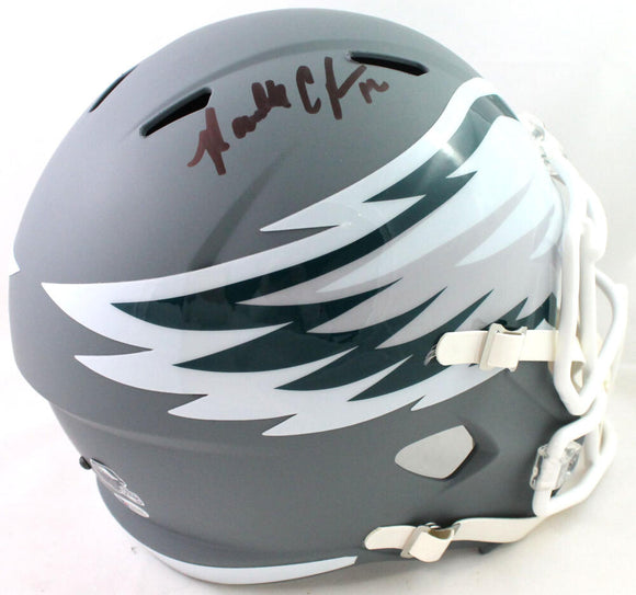 Randall Cunningham Autographed Eagles F/S AMP Speed Helmet - Beckett W Auth *Black