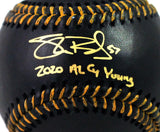 Shane Bieber Autographed Rawlings OML Black Baseball w/ Insc - Beckett W Auth *Gold
