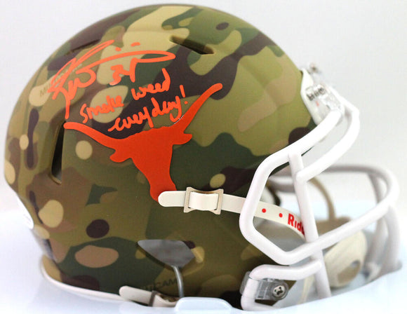 Ricky Williams Autographed Texas Longhorns Camo Mini Helmet w/SWED - Beckett W Auth *Orange