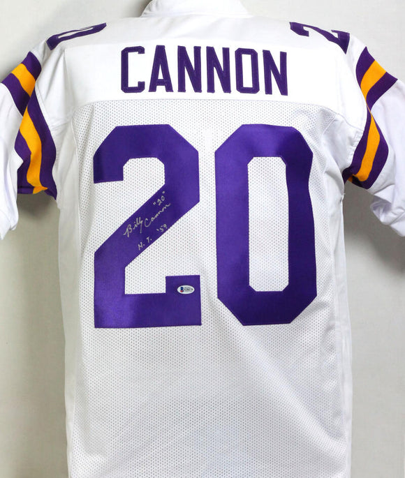 Billy Cannon Autographed White College Style Jersey w/ HT 59 - Beckett Auth *2