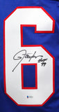 Lawrence Taylor Autographed Blue Pro Style Jersey w/ HOF - Beckett W Auth *