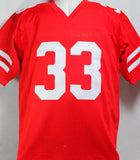 Ron Dayne Autographed Red College Style Jersey w/ HT- JSA W *MR3