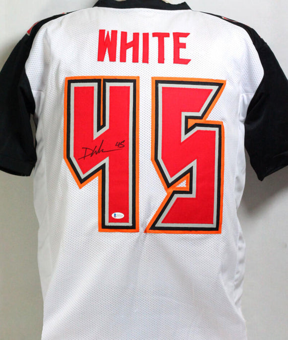 Devin White Autographed White/Black Pro Style Jersey- Auth *4