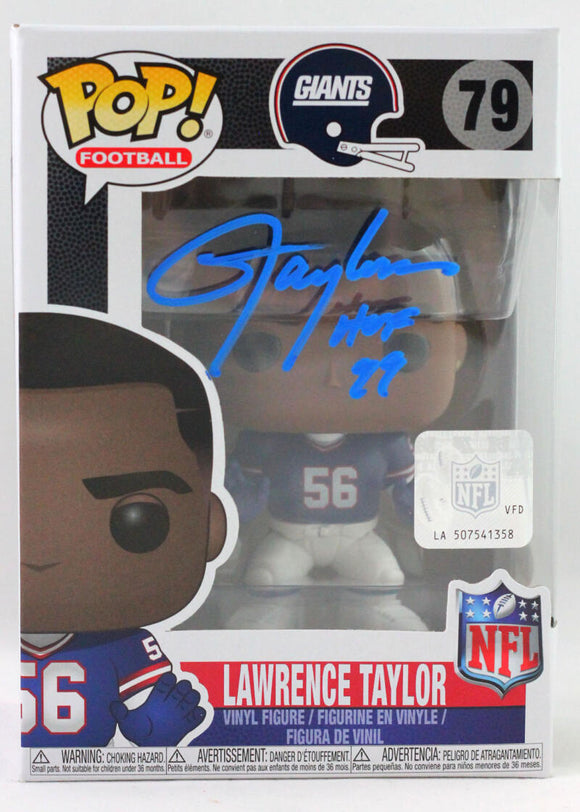 Lawrence Taylor Autographed New York Giants Funko Pop Figurine w/HOF - Beckett W Auth *Blue