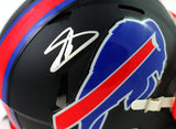 Stefon Diggs Autographed Buffalo Bills Flat Black Mini Helmet - Beckett Witness *Silver