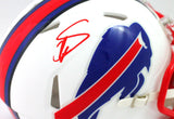Stefon Diggs Autographed Buffalo Bills Flat White Mini Helmet - Beckett Witness *Red