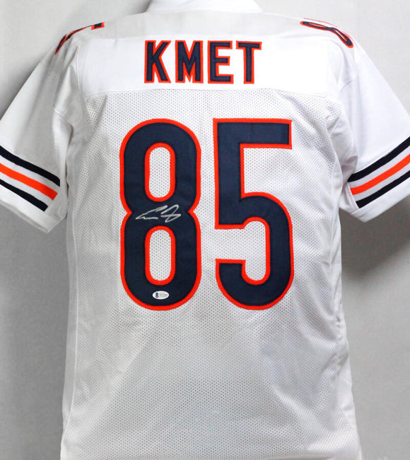 Cole Kmet Autographed White Pro Style Jersey - Beckett W *Silver