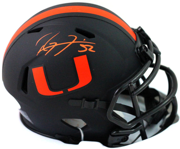 Ray Lewis Autographed Miami Hurricanes Eclipse Speed Mini Helmet- Beckett W Auth *