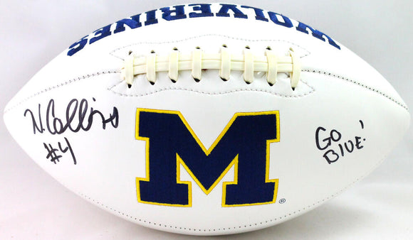 Nico Collins Autographed Michigan Wolverines Logo Football w/ Go Blue- JSA Witness