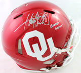 Adrian Peterson Autographed Oklahoma Sooners F/S Speed Authentic Helmet w/ Inscription - Beckett Witness *Silver