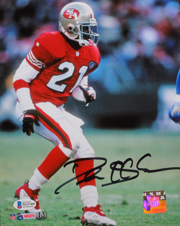 Deion Sanders Autographed 49ers 8x10 Backpedaling HM Photo - Beckett W –  The Jersey Source