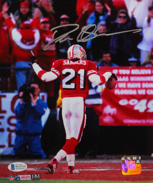 Deion Sanders Autographed 49ers 8x10 Backpedaling HM Photo - Beckett W –  The Jersey Source