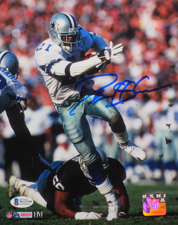 Deion Sanders Autographed Dallas Cowboys 8x10 Vs Raiders HM Photo - Beckett W *Blue