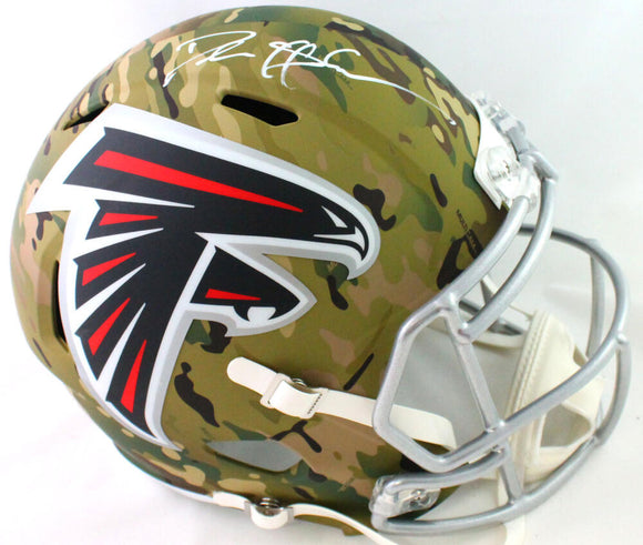 Deion Sanders Autographed Atlanta Falcons F/S Camo Speed Helmet - Beckett W Auth *White