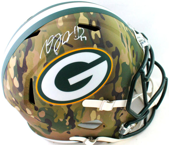Davante Adams Autographed Green Bay Packers Full Size Camo Helmet- Beckett Witnessed *White