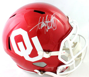 Adrian Peterson Autographed Oklahoma Sooners F/S Riddell Speed Helmet -Beckett Witness *Silver Side