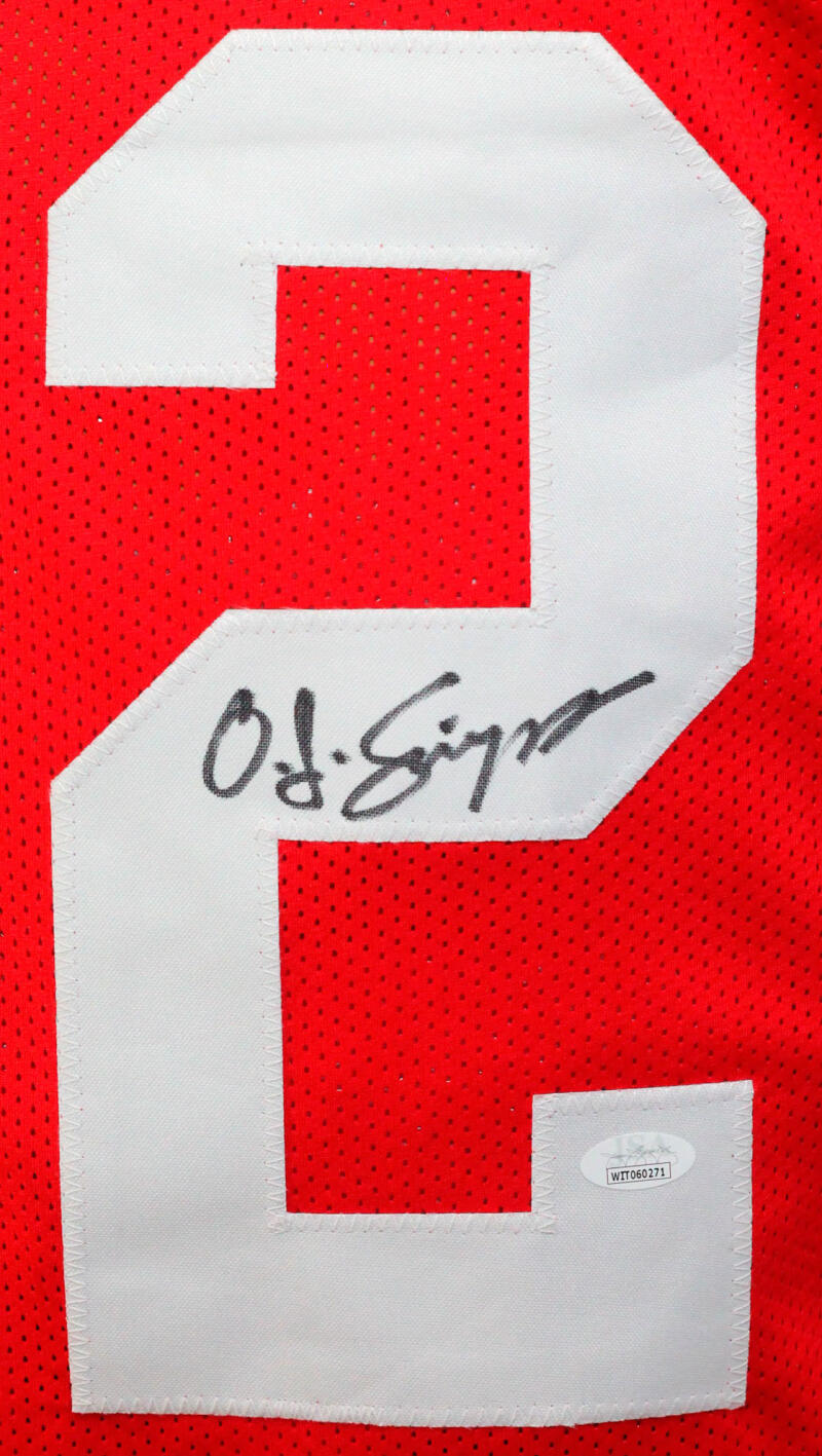 O. J. Simpson Autographed White Pro Style Stat Jersey - JSA W Auth *2