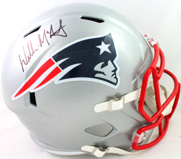 Willie McGinest Autographed New England Patriots Full Size Speed Helmet - Beckett W Auth *Black