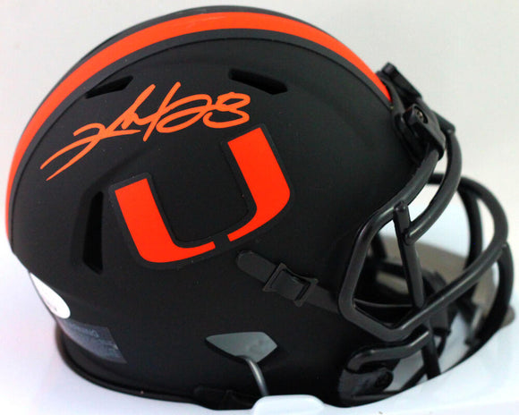 Clinton Portis Autographed Miami Hurricanes Eclipse Mini Helmet - JSA W *Orange