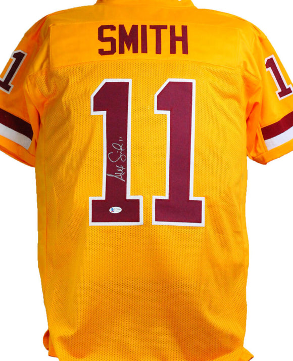 Alex Smith Autographed Yellow Pro Style Jersey- Beckett W *Silver