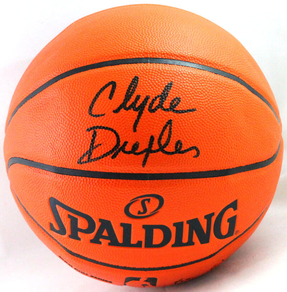 Clyde Drexler Autographed Spalding Basketball - JSA Witnessed *Black