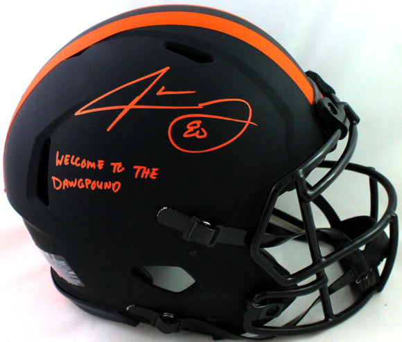 Jarvis Landry Signed Browns FS Eclipse Speed Authentic Helmet W/ Insc-Beckett W *Orange