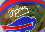 Jim Kelly Autographed Buffalo Bills Camo Mini Helmet- Beckett W *White