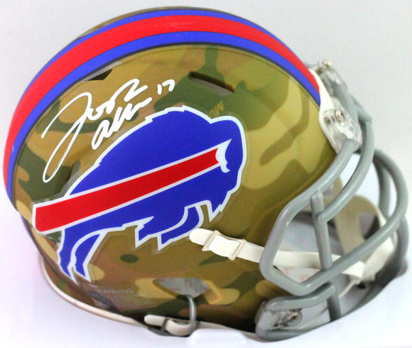 Josh Allen Autographed Buffalo Bills Camo Mini Helmet- Beckett W *White
