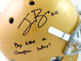 Ian Book Autographed F/S ND Gold Schutt Authentic Helmet W/ Insc- Beckett W *Black