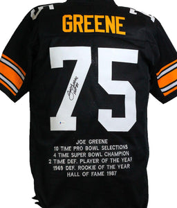 Joe Greene Autographed Black Pro Style STAT Jersey w/ HOF- Beckett W * –  The Jersey Source