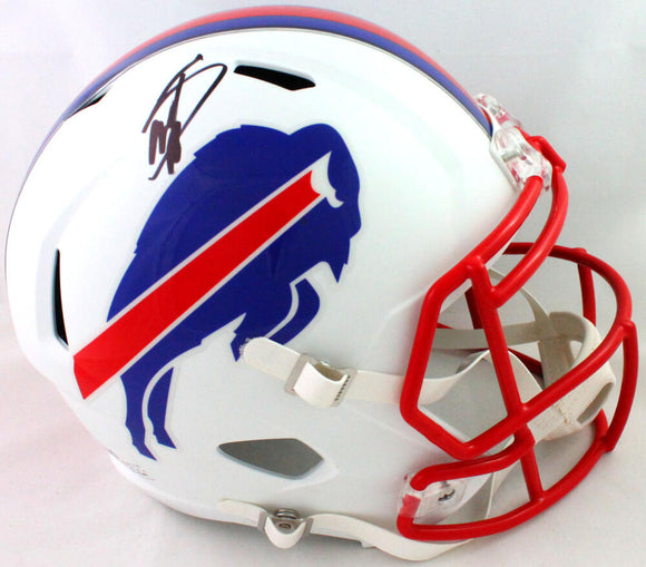Stefon Diggs Autographed Buffalo Bills Flat White Speed FS Helmet- Beckett W*Blk