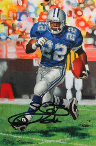 Emmitt Smith Autographed Dallas Cowboys Goal Line Art Card- Beckett W *Black