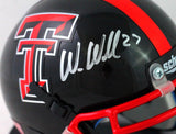 Wes Welker Autographed Texas Tech Chrome Mask Mini Helmet- Beckett W *Silver