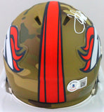 Terrell Davis Autographed Broncos Camo Mini Helmet w HOF- Beckett W *White